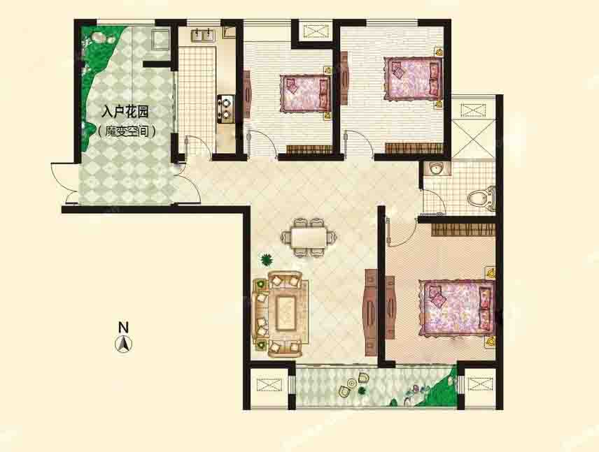 A2戶(hù)型 3室2廳 130.52㎡