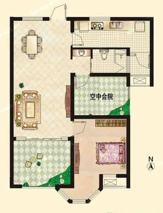 D戶(hù)型 1室2廳 95.25㎡