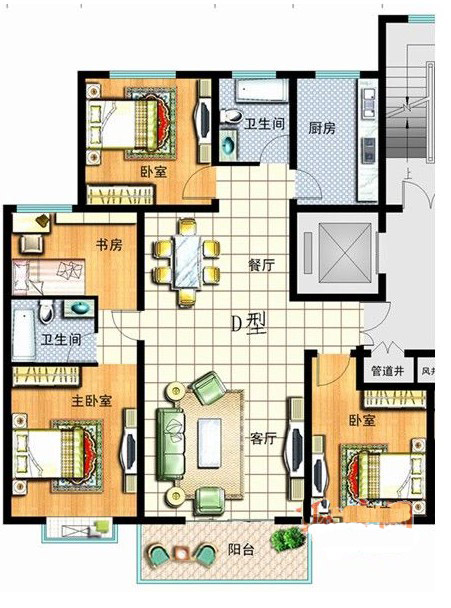 4室2廳2衛(wèi)1廚138㎡